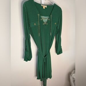 Michael Kors Green Geometric Dress with Gold Chains